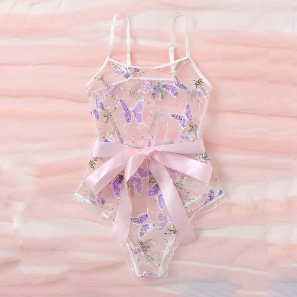 New Medium Sequin Butterfly Bodysuit Lingerie - Picture 1 of 5
